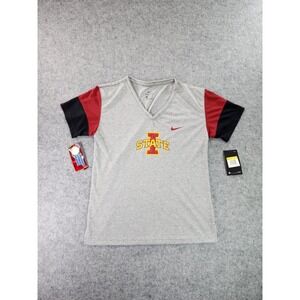 Nike Shirt Womens Small Gray V-Neck Short Sleeve Iowa State‎ Cyclones Dri-Fit
